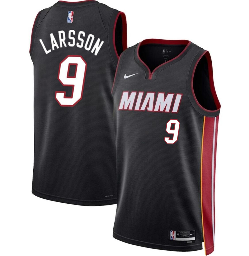 Men's Miami Heat #9 Pelle Larsson Black 2024 Draft Icon Edition Stitched Basketball Jersey Men's Miami Heat #9 Pelle Larsson Black 2024 Draft Icon Edition Stitched Basketball Jersey
