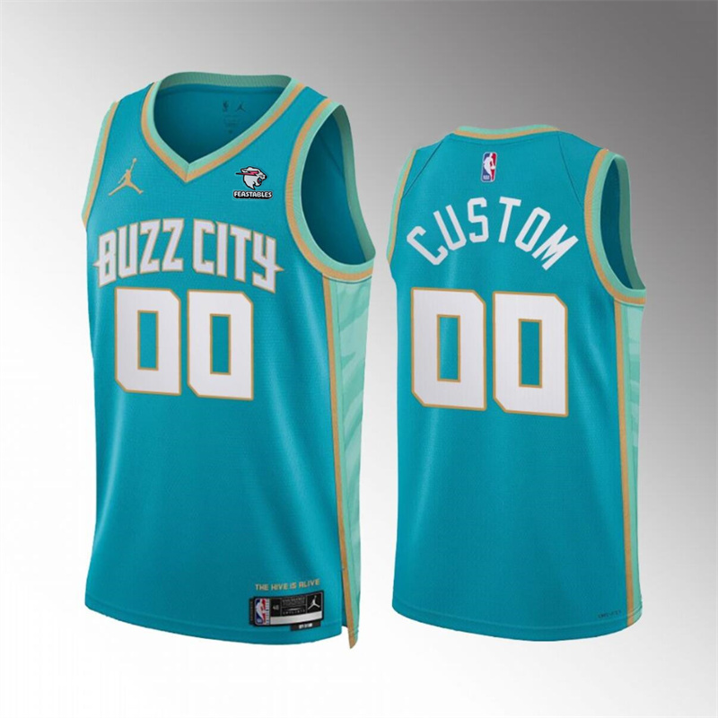 Men's Charlotte Hornets Active Player Custom Teal 2023/24 City Edition Stitched Basketball Jersey Men's Charlotte Hornets Active Player Custom Teal 2023/24 City Edition Stitched Basketball Jersey