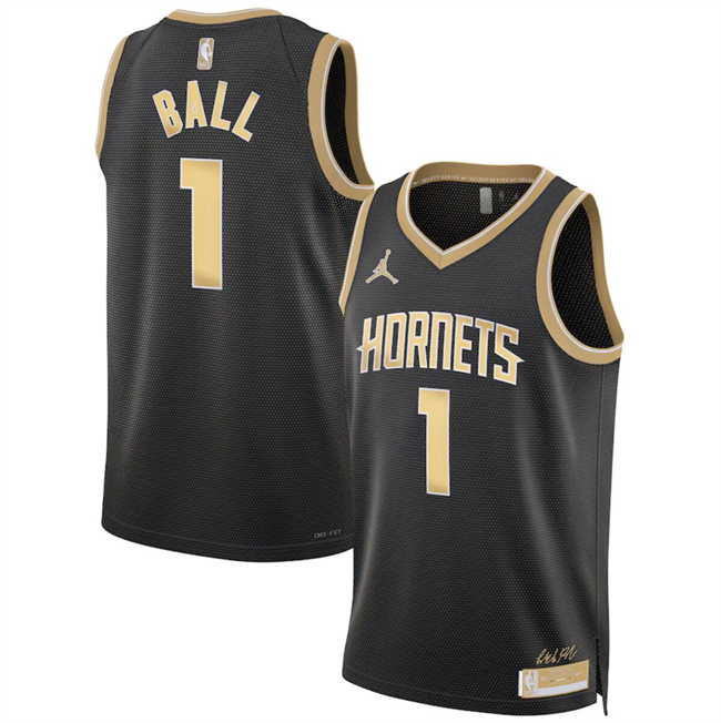 Men's Charlotte Hornets #1 LaMelo Ball Black 2024 Select Series Stitched Basketball Jersey Men's Charlotte Hornets #1 LaMelo Ball Black 2024 Select Series Stitched Basketball Jersey