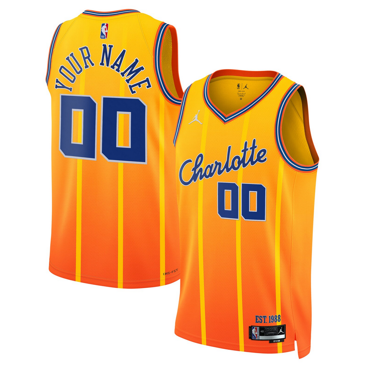 Men's Charlotte Hornets Active Playe Custom Orange 2025/26 City Edition Stitched Basketball Jersey