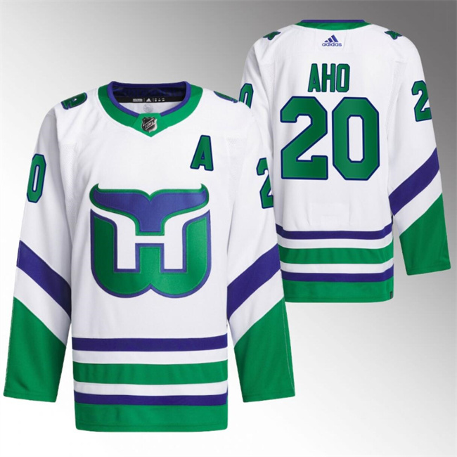 Men's Carolina Hurricanes #20 Sebastian Aho White Stitched Jersey Men's Carolina Hurricanes #20 Sebastian Aho White Stitched Jersey