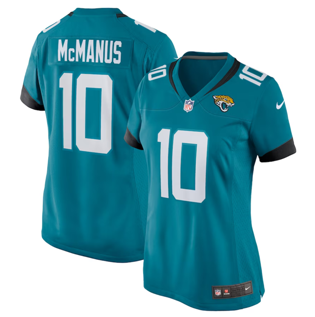 Women's Jacksonville Jaguars #10 Brandon McManus Teal Stitched Jersey(Run Small) Women's Jacksonville Jaguars #10 Brandon McManus Teal Stitched Jersey(Run Small)