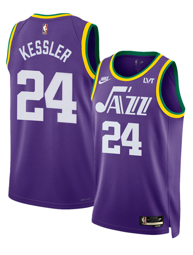 Men's Utah Jazz #24 Walker Kessler Purple 2023 Classic Edition Stitched Basketball Jersey Men's Utah Jazz #24 Walker Kessler Purple 2023 Classic Edition Stitched Basketball Jersey