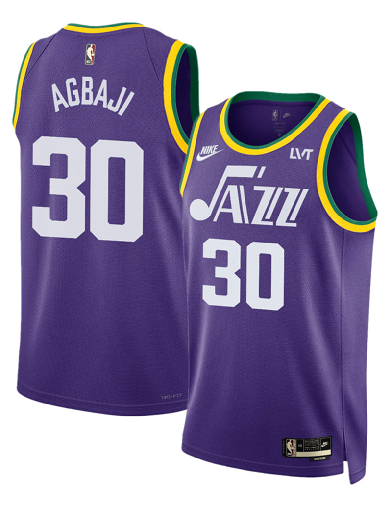 Men's Utah Jazz #30 Ochai Agbaji Purple 2023 Classic Edition Stitched Basketball Jersey Men's Utah Jazz #30 Ochai Agbaji Purple 2023 Classic Edition Stitched Basketball Jersey