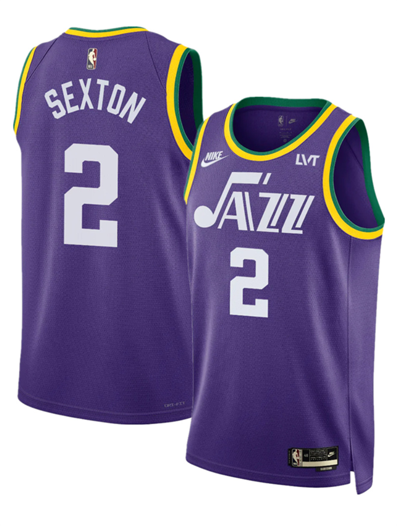 Men's Utah Jazz #2 Collin Sexton Purple 2023 Classic Edition Stitched Basketball Jersey Men's Utah Jazz #2 Collin Sexton Purple 2023 Classic Edition Stitched Basketball Jersey