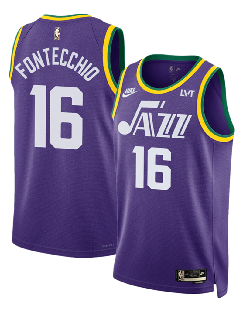 Men's Utah Jazz #16 Simone Fontecchio Purple 2023 Classic Edition Stitched Basketball Jersey Men's Utah Jazz #16 Simone Fontecchio Purple 2023 Classic Edition Stitched Basketball Jersey