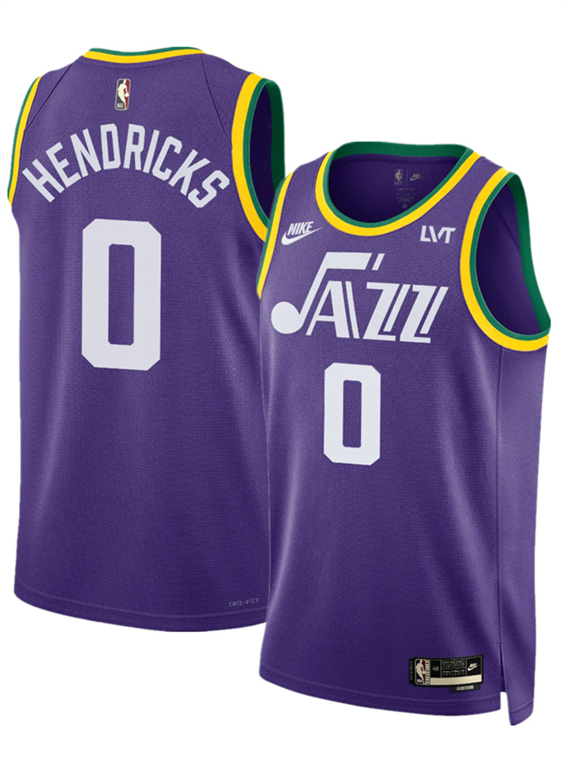 Men's Utah Jazz #0 Taylor Hendricks Purple 2023 Classic Edition Stitched Basketball Jersey Men's Utah Jazz #0 Taylor Hendricks Purple 2023 Classic Edition Stitched Basketball Jersey