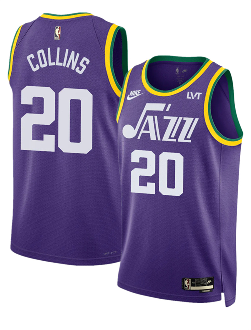 Men's Utah Jazz #20 John Collins Purple 2023 Classic Edition Stitched Basketball Jersey Men's Utah Jazz #20 John Collins Purple 2023 Classic Edition Stitched Basketball Jersey
