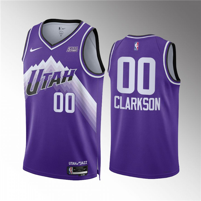 Men's Utah Jazz #00 Jordan Clarkson Purple 2023/24 City Edition Stitched Basketball Jersey Men's Utah Jazz #00 Jordan Clarkson Purple 2023/24 City Edition Stitched Basketball Jersey