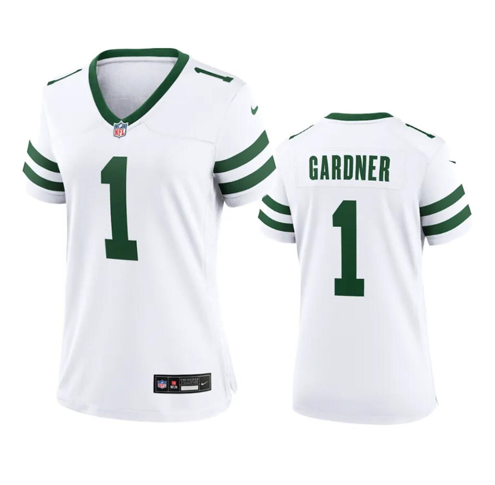 Women's New York Jets #1 Ahmad Sauce White 2024 Stitched Football Jersey(Run Small)