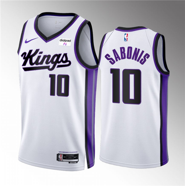 Men's Sacramento Kings #10 Domantas Sabonis White 2023/24 Association Edition Swingman Stitched Basketball Jersey Men's Sacramento Kings #10 Domantas Sabonis White 2023/24 Association Edition Swingman Stitched Basketball Jersey
