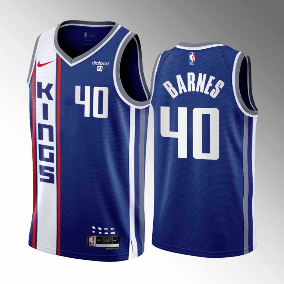 Men's Sacramento Kings #40 Harrison Barnes Blue 2023/24 City Edition Stitched Basketball Jersey Men's Sacramento Kings #40 Harrison Barnes Blue 2023/24 City Edition Stitched Basketball Jersey