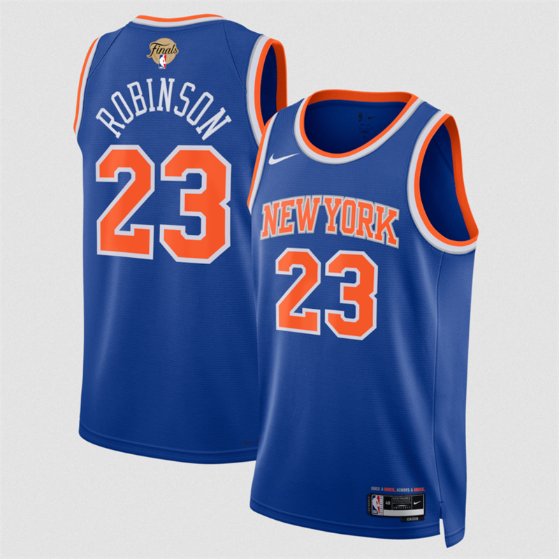 Men's New Yok Knicks #23 Mitchell Robinson Blue 2026 Finals Patch Icon Edition Stitched Basketball Jersey Men's New Yok Knicks #23 Mitchell Robinson Blue 2026 Finals Patch Icon Edition Stitched Basketball Jersey