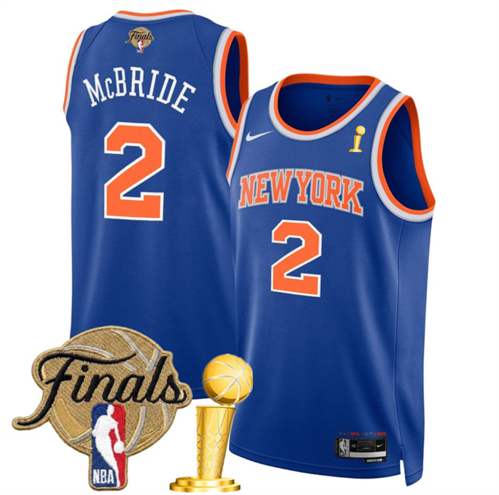 Men's New Yok Knicks #2 Miles McBride Blue 2026 Finals Patch And Finals Champions Patch Icon Edition Stitched Basketball Jersey Men's New Yok Knicks #2 Miles McBride Blue 2026 Finals Patch And Finals Champions Patch Icon Edition Stitched Basketball Jersey