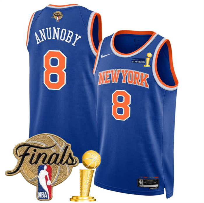 Men's New Yok Knicks #8 OG Anunoby Blue 2026 Finals Patch And Finals Champions Patch Icon Edition Stitched Basketball Jersey Men's New Yok Knicks #8 OG Anunoby Blue 2026 Finals Patch And Finals Champions Patch Icon Edition Stitched Basketball Jersey