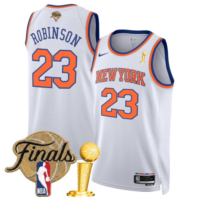 New Yok Knicks #23 Mitchell Robinson White 2026 Finals Patch And Finals Champions Patch Association Edition Stitched Basketball Jersey New Yok Knicks #23 Mitchell Robinson White 2026 Finals Patch And Finals Champions Patch Association Edition Stitched Basketball Jersey