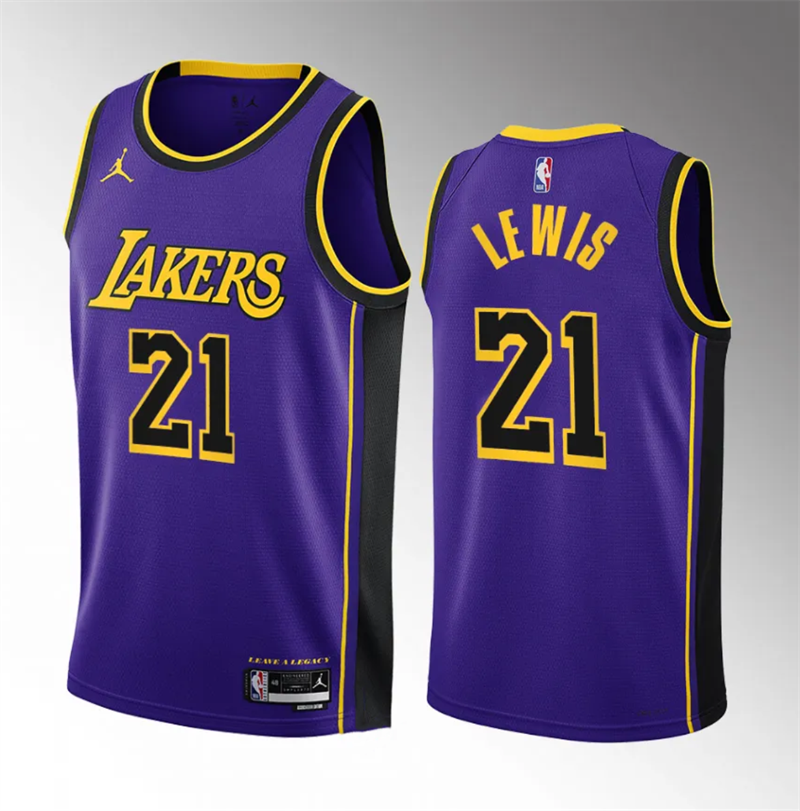 Men's Los Angeles Lakers #21 Maxwell Lewis Purple 2023 Draft Statement Edition Stitched Basketball Jersey Men's Los Angeles Lakers #21 Maxwell Lewis Purple 2023 Draft Statement Edition Stitched Basketball Jersey