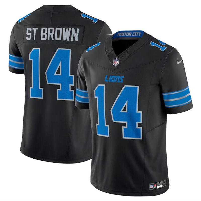 Youth Detroit Lions #14 Amon-Ra St. Brown Black 2024 F.U.S.E. 2nd Alternate Vapor Limited Stitched Jersey Youth Detroit Lions #14 Amon-Ra St. Brown Black 2024 F.U.S.E. 2nd Alternate Vapor Limited Stitched Jersey