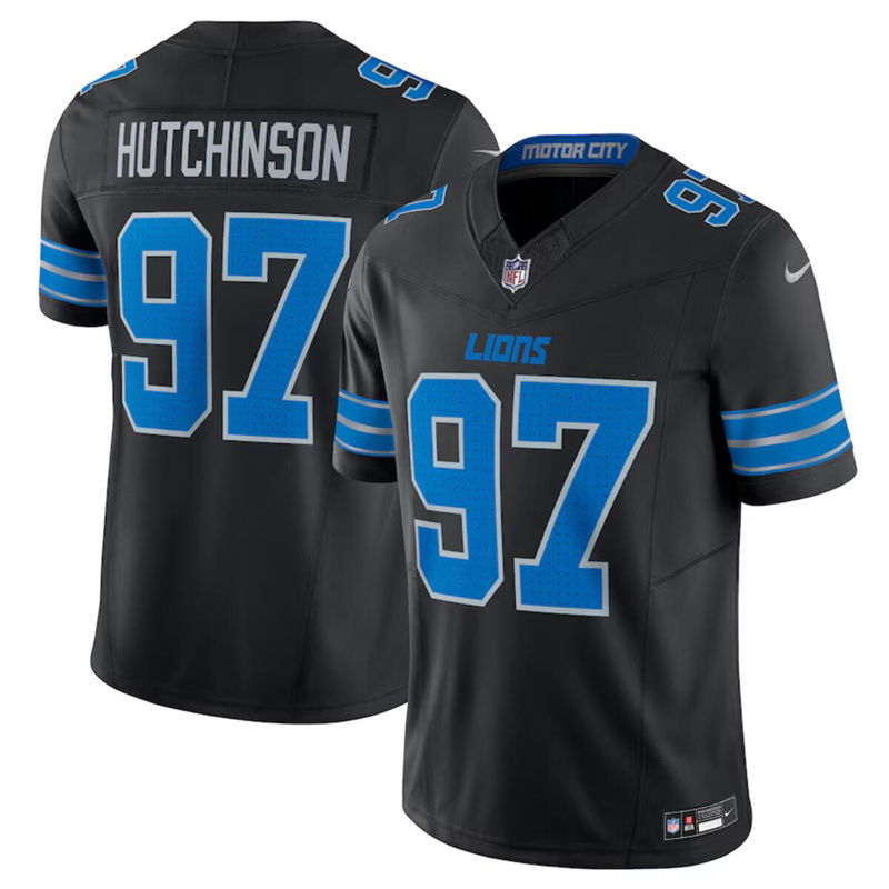 Youth Detroit Lions #97 Aidan Hutchinson Black 2024 F.U.S.E. 2nd Alternate Vapor Limited Stitched Jersey Youth Detroit Lions #97 Aidan Hutchinson Black 2024 F.U.S.E. 2nd Alternate Vapor Limited Stitched Jersey