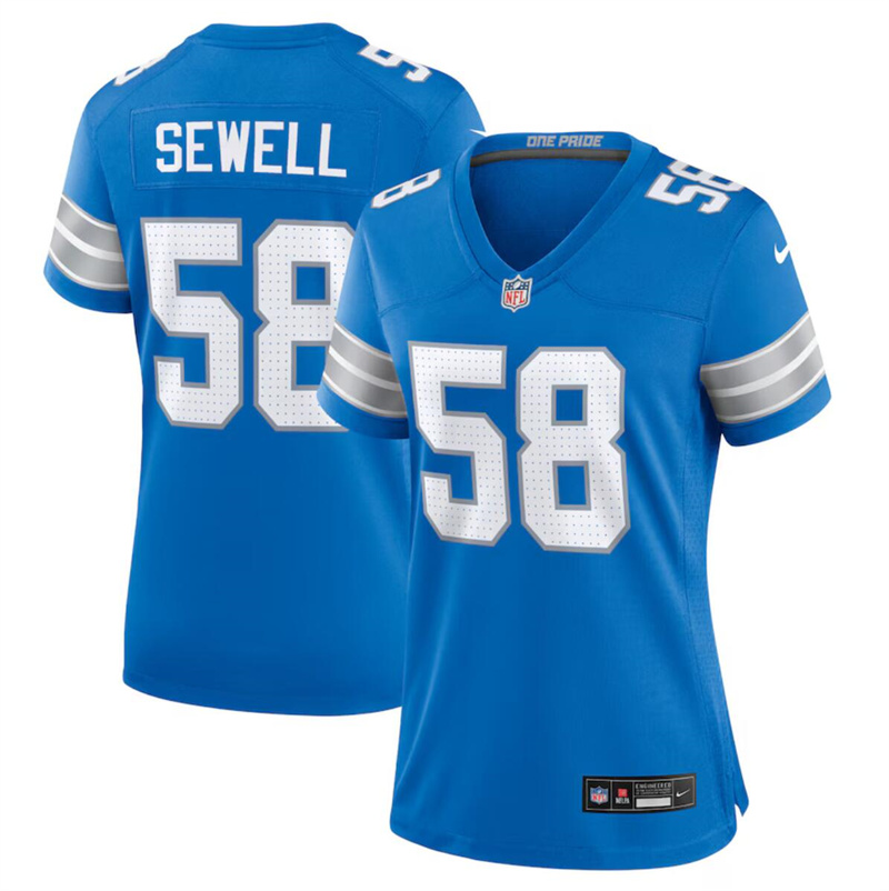 Women's Detroit Lions #58 Penei Sewell Blue Stitched Jersey(Run Smaller) Women's Detroit Lions #58 Penei Sewell Blue Stitched Jersey(Run Smaller)