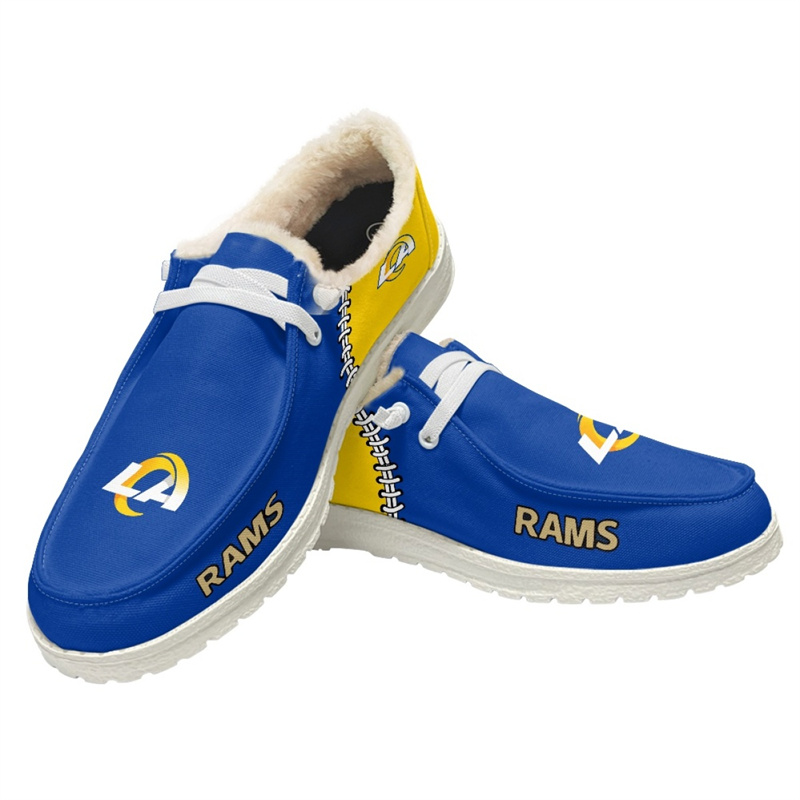 Women's Los Angeles Rams Loafers Lace Up Fuzzy Lined Shoes 001 (Pls check description for details)
