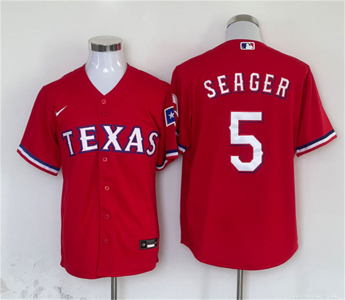 Men's Texas Rangers #5 Corey Seager Red With Patch Cool Base Stitched MLB Jersey Men's Texas Rangers #5 Corey Seager Red With Patch Cool Base Stitched MLB Jersey