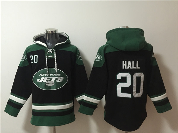 Men's New York Jets #20 Breece Hall Black Ageless Must-Have Lace-Up Pullover Hoodie Men's New York Jets #20 Breece Hall Black Ageless Must-Have Lace-Up Pullover Hoodie