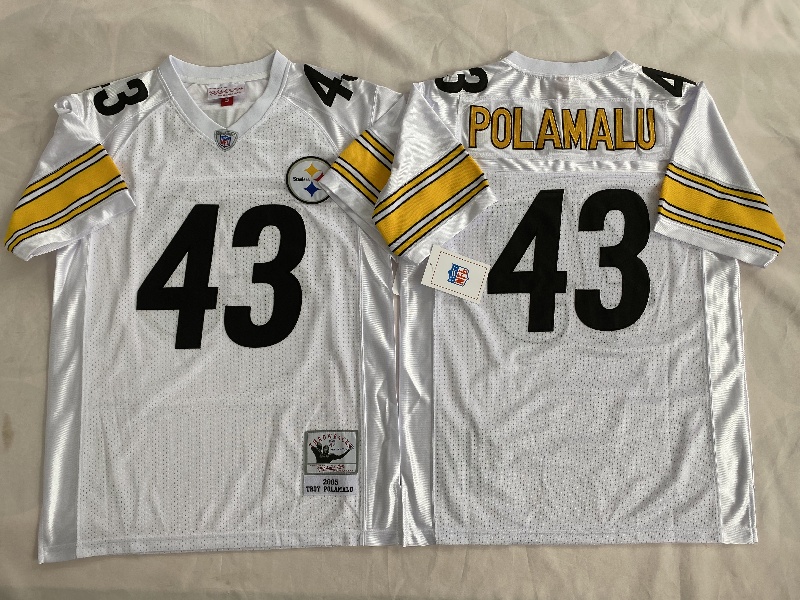 Men's Pittsburgh Steelers #43 Troy Polamalu White Stitched Football Jersey