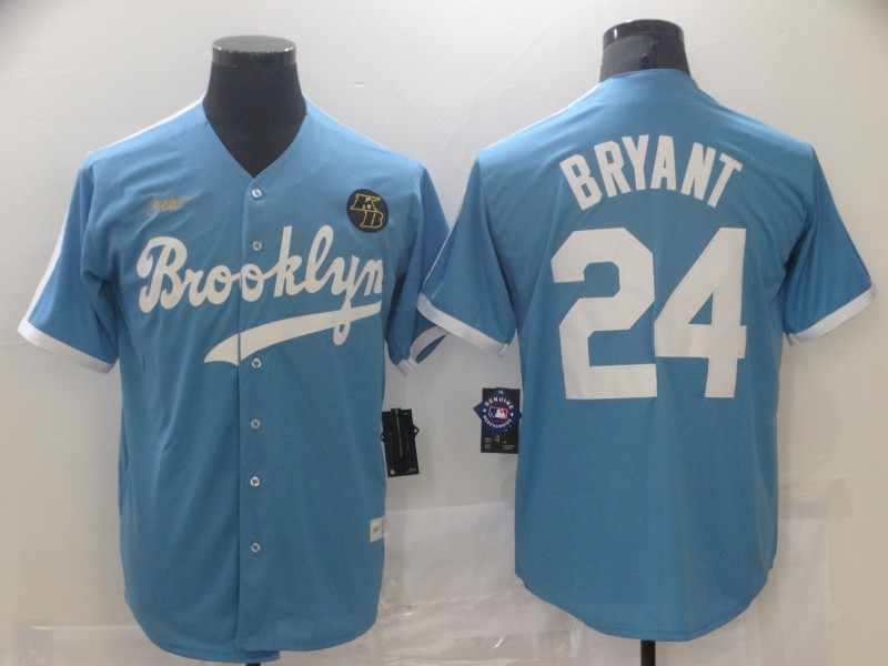 Men's Brooklyn Dodgers #24 Kobe Bryant Light Blue Stitched Jersey Men's Brooklyn Dodgers #24 Kobe Bryant Light Blue Stitched Jersey
