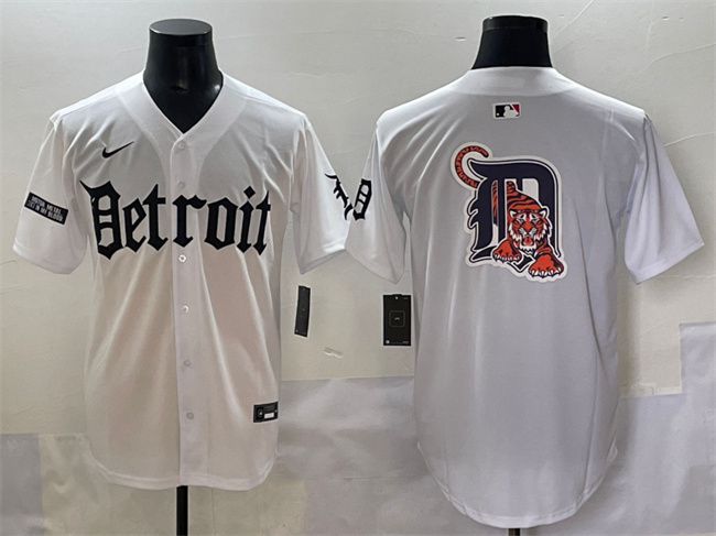 Men's Detroit Tigers Team Big Logo White 'Motor Gothic Edition' Vapor Premier Limited Stitched Baseball Jersey Men's Detroit Tigers Team Big Logo White 'Motor Gothic Edition' Vapor Premier Limited Stitched Baseball Jersey