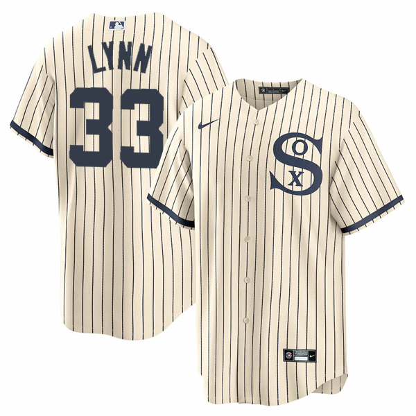 Men's Chicago White Sox #33 Lance Lynn 2021 Cream/Navy Name&Number Field of Dreams Men's Chicago White Sox #33 Lance Lynn 2021 Cream/Navy Name&Number Field of Dreams