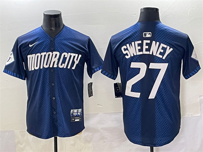 Men's Detroit Tigers #27 Trey Sweeney 2024 Navy City Connect Cool Base Limited Stitched Jersey Men's Detroit Tigers #27 Trey Sweeney 2024 Navy City Connect Cool Base Limited Stitched Jersey