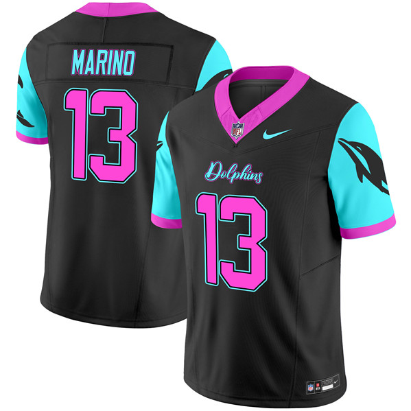 Men's Miami Dolphins #13 Dan Marino Black F.U.S.E. "Miami Vice" Vapor Limited Stitched Football Jersey Men's Miami Dolphins #13 Dan Marino Black F.U.S.E. "Miami Vice" Vapor Limited Stitched Football Jersey