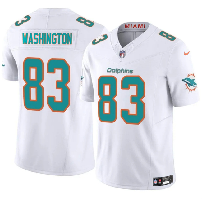Men's Miami Dolphins #83 Malik Washington White 2024 F.U.S.E Vapor Limited Stitched Football Jersey Men's Miami Dolphins #83 Malik Washington White 2024 F.U.S.E Vapor Limited Stitched Football Jersey