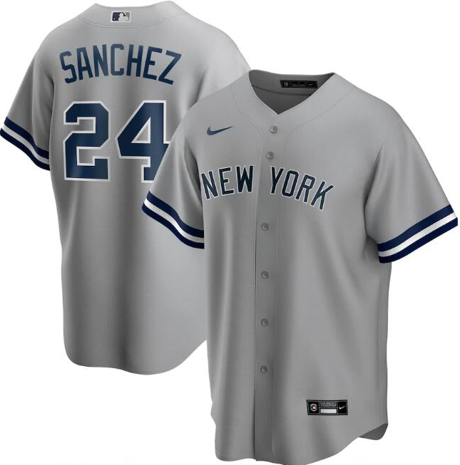 Men's New York Yankees #24 Gary Sánchez Grey Cool Base Stitched Jersey Men's New York Yankees #24 Gary Sánchez Grey Cool Base Stitched Jersey