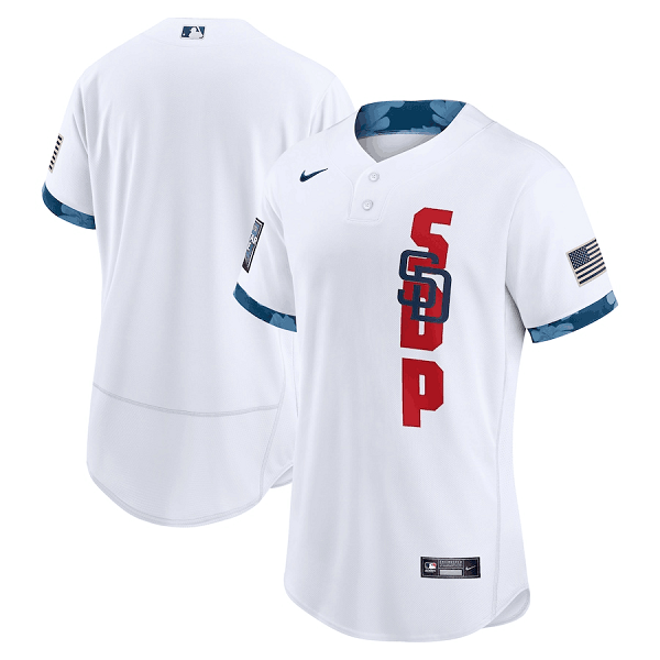 Men's San Diego Padres Blank 2021 White All-Star Flex Base Stitched Baseball Jersey