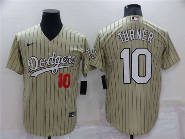 Men's Los Angeles Dodgers #10 Justin Turner Cream Throwback Stitched Baseball Jersey Men's Los Angeles Dodgers #10 Justin Turner Cream Throwback Stitched Baseball Jersey