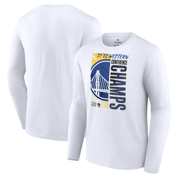 Men's Golden State Warriors 2022 White Western Conference Champions Locker Room Long Sleeve T-Shirt Men's Golden State Warriors 2022 White Western Conference Champions Locker Room Long Sleeve T-Shirt