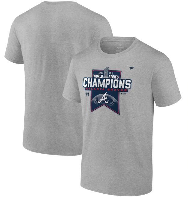 Men's Atlanta Braves 2021 Heathered Gray World Series Champions Locker Room T-Shirt Men's Atlanta Braves 2021 Heathered Gray World Series Champions Locker Room T-Shirt