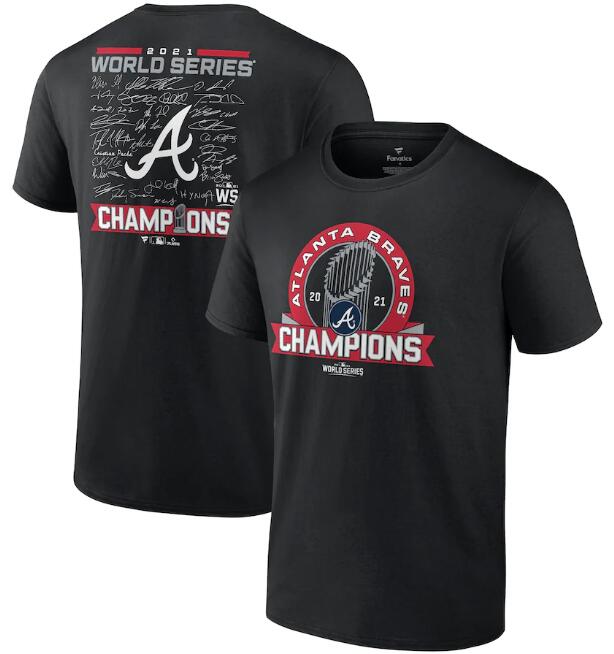 Men's Atlanta Braves 2021 Black World Series Champions Dream Team Roster Tri-Blend T-Shirt Men's Atlanta Braves 2021 Black World Series Champions Dream Team Roster Tri-Blend T-Shirt