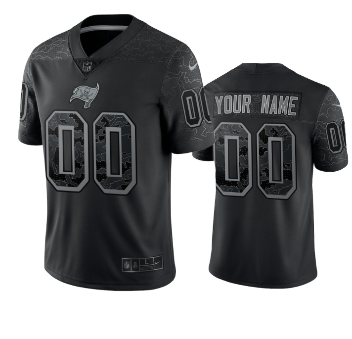 Men's Tampa Bay Buccaneers Active Player Custom Black Reflective Limited Stitched Jersey Men's Tampa Bay Buccaneers Active Player Custom Black Reflective Limited Stitched Jersey
