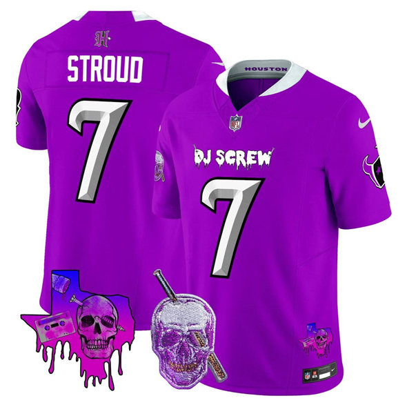 Men's Houston Texans #7 C.J. Stroud Purple F.U.S.E. DJ Screw Vapor Limited Stitched Football Jersey Men's Houston Texans #7 C.J. Stroud Purple F.U.S.E. DJ Screw Vapor Limited Stitched Football Jersey