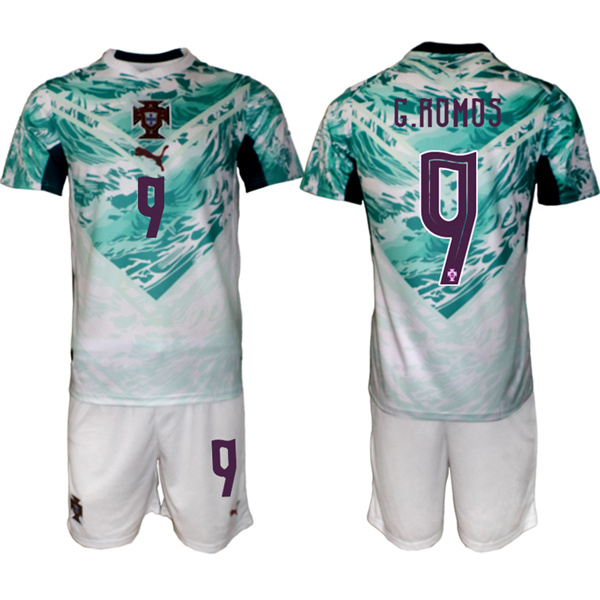 Men's Portugal Team #9 Gonçalo Ramos Green 2026 World Cup Away Soccer Jersey Suit Men's Portugal Team #9 Gonçalo Ramos Green 2026 World Cup Away Soccer Jersey Suit