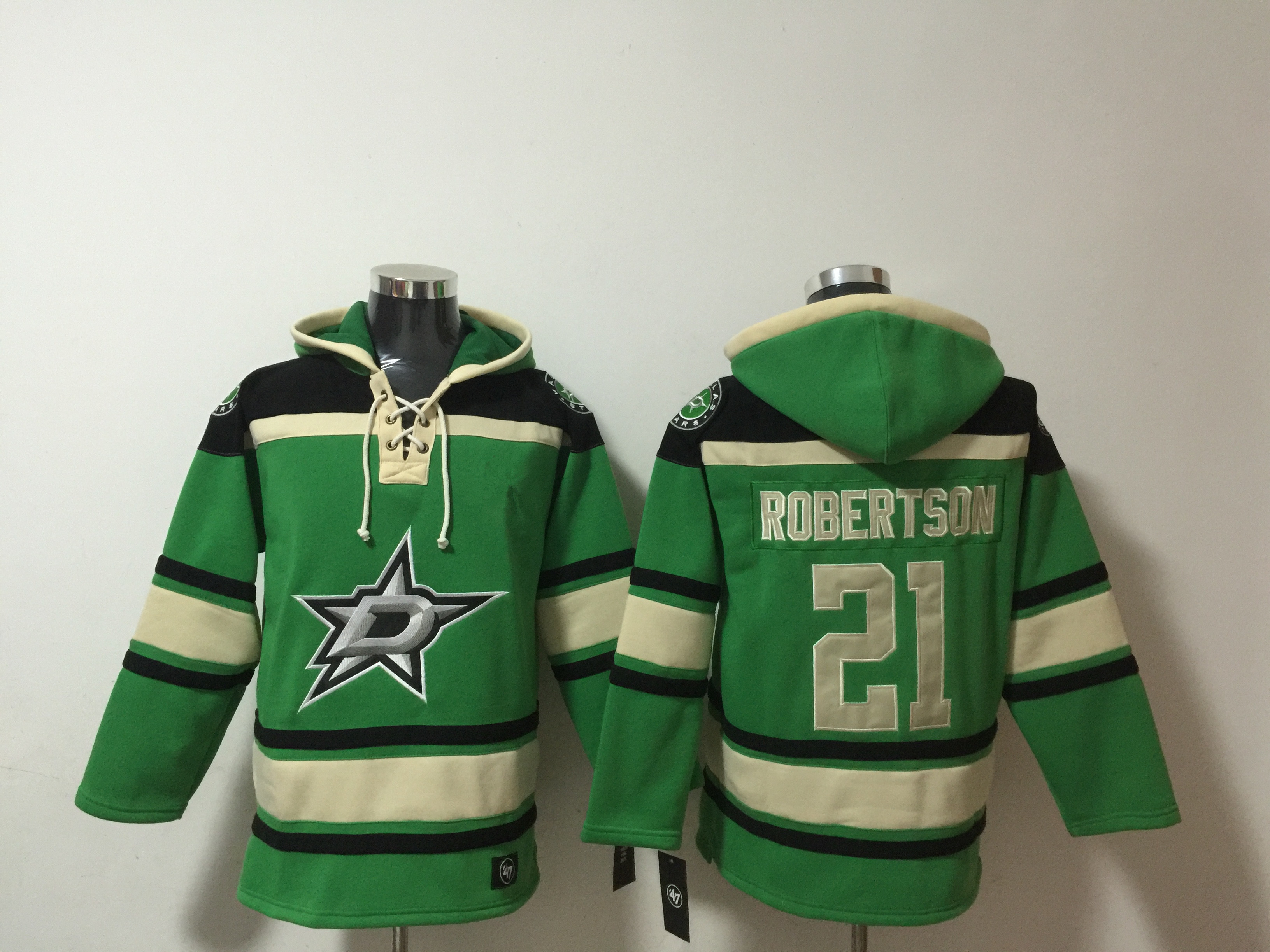 Men's Dallas Stars #21 Jason Robertson Green Lace-Up Pullover Hoodie