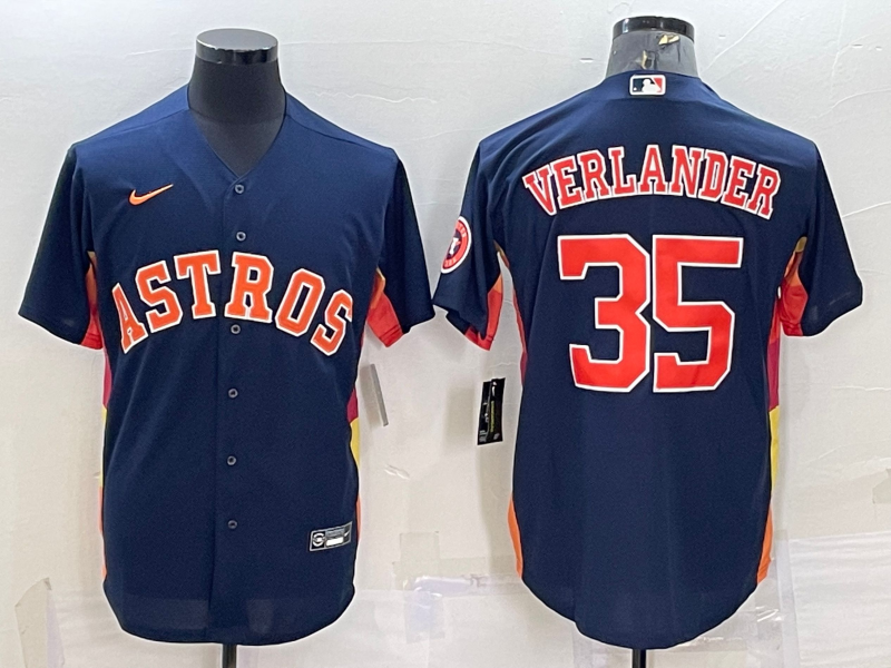Men's Houston Astros #35 Justin Verlander Navy With Path Cool Base Stitched Jersey Men's Houston Astros #35 Justin Verlander Navy With Path Cool Base Stitched Jersey