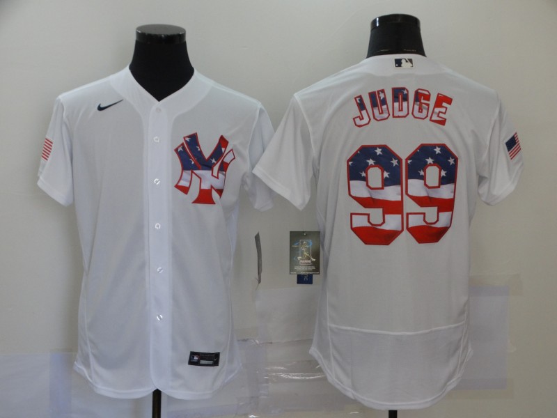 Men's New York Yankees #99 Aaron Judge White 2020 Stars & Stripes Flex Base Stitched Jersey Men's New York Yankees #99 Aaron Judge White 2020 Stars & Stripes Flex Base Stitched Jersey
