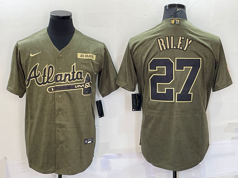 Men's Atlanta Braves #27 Austin Riley Camo Salute To Service Cool Base Stitched Jersey Men's Atlanta Braves #27 Austin Riley Camo Salute To Service Cool Base Stitched Jersey