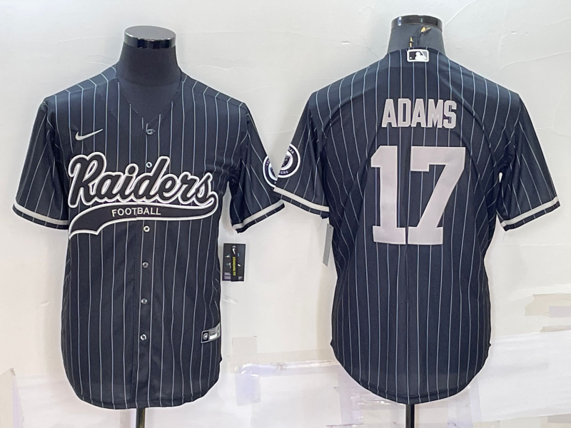 Men's Las Vegas Raiders #17 Davante Adams Black With Patch Cool Base Stitched Baseball Jersey Men's Las Vegas Raiders #17 Davante Adams Black With Patch Cool Base Stitched Baseball Jersey