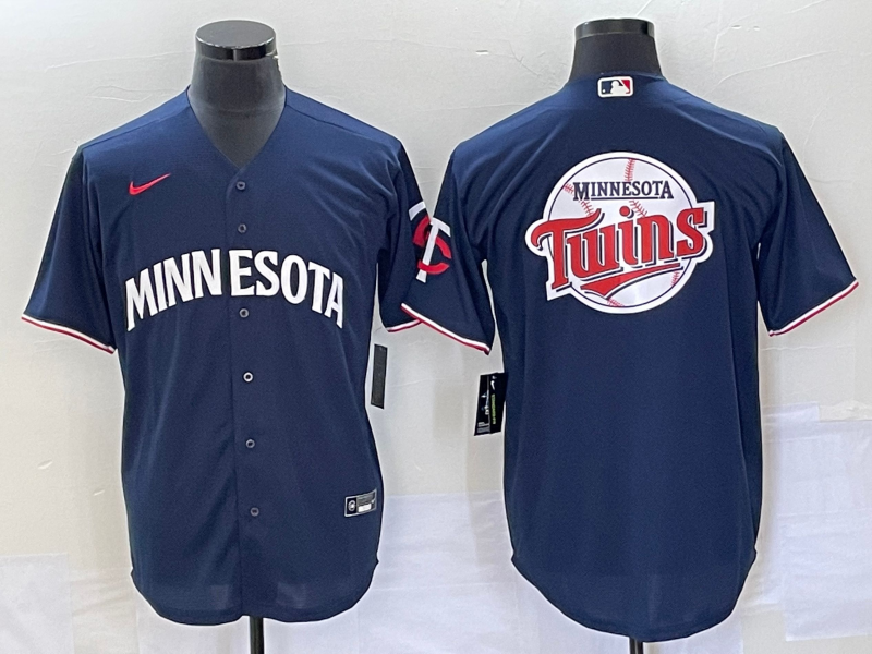 Men's Minnesota Twins With Team Logo In Back Navy Cool Base Stitched Jersey Men's Minnesota Twins With Team Logo In Back Navy Cool Base Stitched Jersey