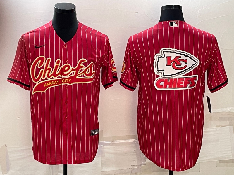 Men's Kansas City Chiefs Red Team Big Logo With Super Bowl LVII Patch Cool Base Stitched Baseball Jersey Men's Kansas City Chiefs Red Team Big Logo With Super Bowl LVII Patch Cool Base Stitched Baseball Jersey